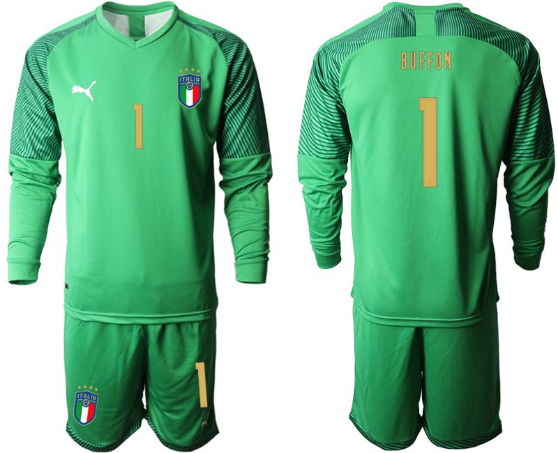 Cheap Men 2021 European Cup Italy green goalkeeper long sleeve 1 soccer jerseys